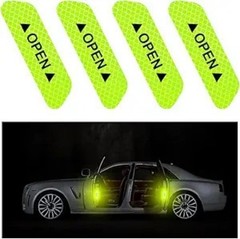 4PCS Green Reflective Safety Stickers for Door Open Warning, 3.6x Color: Green