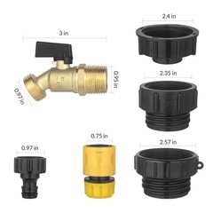 wantmatch IBC Tote Adapter Black handle brass valve, valve