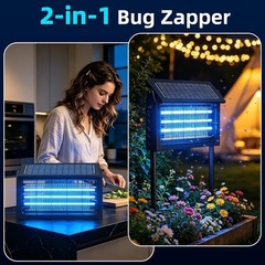 Upgraded Solar Bug Zapper Outdoor Mosquito Zapper 4500V Waterproof Rechargeable