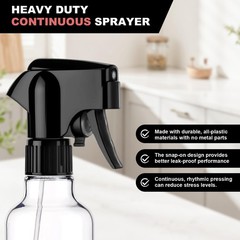 Hethyo Plastic Spray Bottles 12oz Mist Spraying Bottle Continuous Clear-2pcs