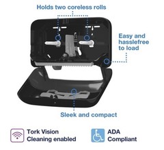 Tork 473208 Coreless High Capacity Bath Tissue Dispenser – Black New