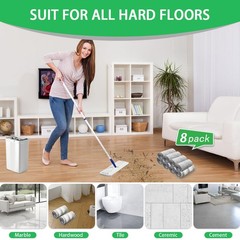 8 Pack Microfiber Flat Mop Pads Compatible with JOYMOOP, Oshang, White+grey
