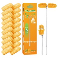 6 ft Extendable Duster Handle with 20 20 Count + 6ft Extended Handle, Orange