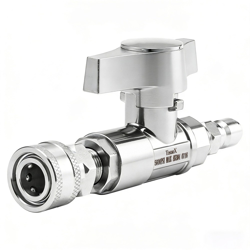 TasuoX Ball Valve Pressure Washer, 3/8″ Quick Connect 3/8 inches, Silver