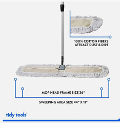 Tidy Tools Commercial Dust Mop & Floor Sweeper, 36 in. Yellow, mop for hardwood