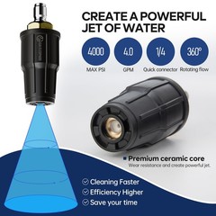 GALELEOPARD Turbo Nozzle Pressure Washer 22.17 cubic inches, Black+7 Nozzles