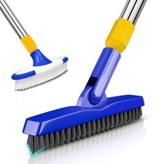 ITTAR Grout & Scrub Brush Combo, Floor Scrubber with Long White & Blue Head