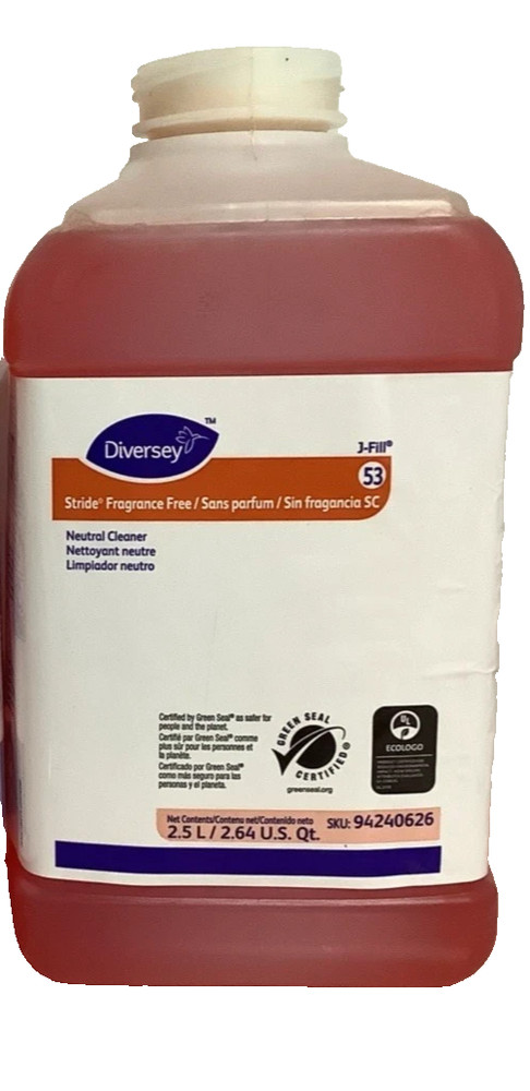 1 Bottle Diversey 94240626 Stride Fragrance Free Neutral Cleaner J-Fill 2.5L