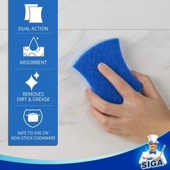 MR.SIGA Non-Scratch Cellulose Scrub 4.1×0.8×3.3inch, Royal Blue, Light Blue