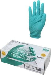 100 Pack Ansell 92-500-LG Disposable Powdered Nitrile Gloves, Size Large, 5 mil