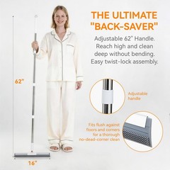 Muee Squeegee Broom For Floor 62 Long Handle Rubber Broom For Pet Hair Removal