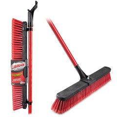 Libman 24″ Multi-Surface Push Broom, Red & Black Steel Handle