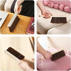 Wooden Dust Brush Set 2PCS Soft Bristle Hand Broom for Sofa Bed Car Counter