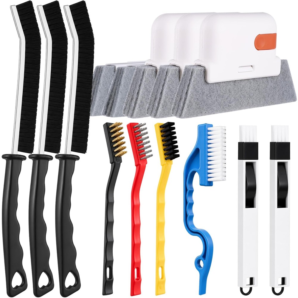 14 Pcs Black Window Track Cleaner Tools Groove Cleaning Brush Set