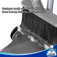 MR.SIGA Broom and Dustpan Set with Adjustable Long Handle, One Size, Gray