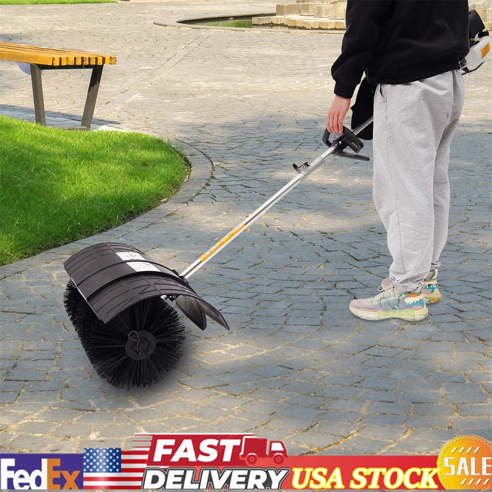 52cc 1.25kw Gas Power Nylon Brush Broom Sweeper Grass Driveway Turf Snow Clean