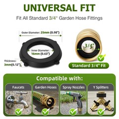 SmoTecQ 30 Pack Garden Hose Washers with Self-Locking Tabs – 3/4-inch, Black