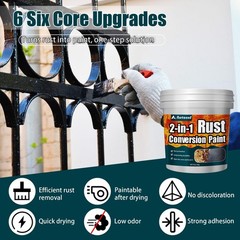 2-in-1 Rust Converter Metal Primer, Black Paint for Metal, Rust Conversion P…