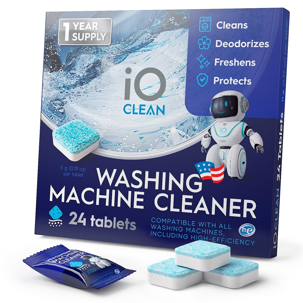 iO CLEAN Washing Machine Cleaner Descaler Tablets, 24 1 Count (Pack of 24)