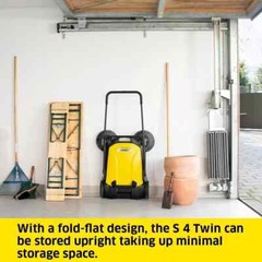 Karcher S 4 Twin Walk-Behind Outdoor Hand Push Sweeper – 5.25 Gallon Capacity