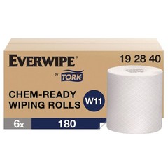 Tork 192840 1-Ply 12 x 5.25 Chem-Ready Wiping Rolls – White (6/Carton) New