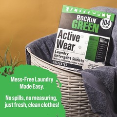 Rockin’ Green Active Wear Travel Laundry Detergent 104 Loads, Unscented