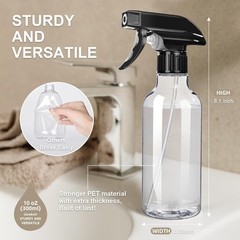 Uineko Spray Bottles 2-Pack, 10 Oz, Mist & Stream, Heavy 10 Ounces, Clear