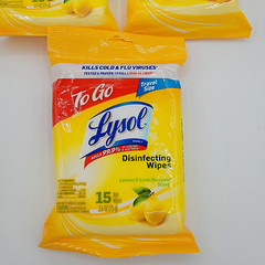 Lysol Wipes Travel Pack 15ct per Pack, Lemon & Lime Scent, 3 packs (45 wipes)