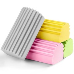 Jeymei 4-Pack Damp Clean Duster Sponge,Damp Dusting 4, Gray/Pink/Green/Yellow