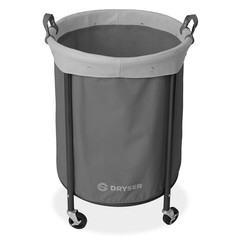 Commercial Heavy Duty Round Rolling Canvas Bin Laundry Hamper on Wheels, Gray