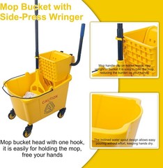 Kefanta 35 Qt Side Press Wringer Combo Commercial Mop Bucket on Wheels