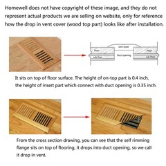 Homewell Red Oak Wood Floor Register, Drop in 2″ x 10″ with damper,
