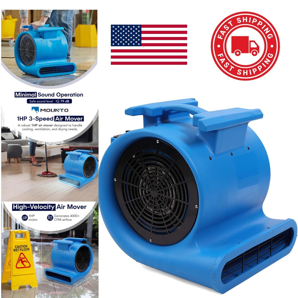 High Velocity Floor Dryer 4000 CFM 3 Speed Corded Electric Carpet Blower