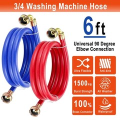 6 FT Washing Machine Hoses with 90 Degree Elbows 6FT-90 Degree, Blue