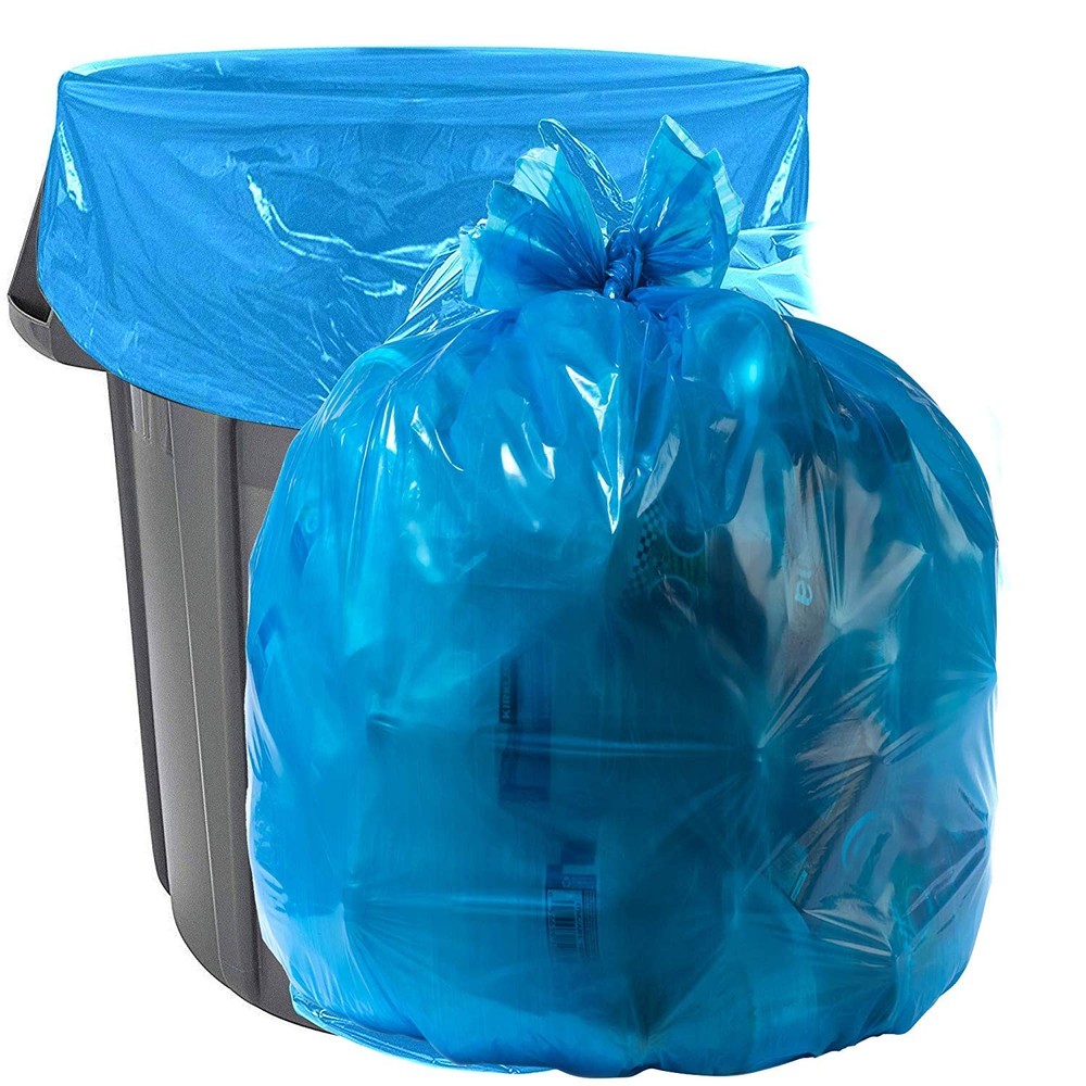Aluf Plastics Heavy Duty 55 Gallon Blue Trash Bags – Value 50 Pack – 1.5 Mil