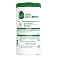 Seventh Generation Multi-Surface Wipes, 7 x 7, Lemon Zest, White, 70 Wipes, 6/CT