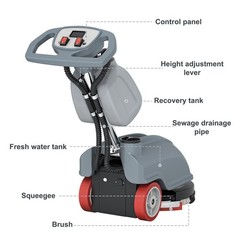 14″ Walk-behind Floor Scrubber Machine 15000 Sqft/h 4-gal Tank 18″ Suction