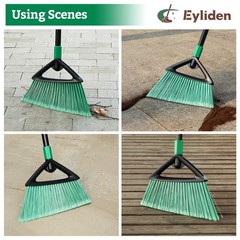 Eyliden Broom, Angle Broom with 57″ Long Handle, PET Bristles – Fit Green