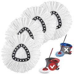 Spin Mop Heads Replacements for O Cedar 4 Heads(1 Tank System), White