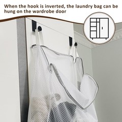 Hanging Washable Laundry Hamper, Over Door Mesh Laundry Bag with 2 Hooks, Tan…