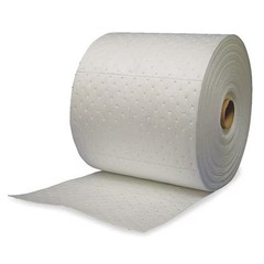 Brady Op15p Sorbent Roll, 24 Gal, 15 In X 150 Ft, Oil, White, Polypropylene