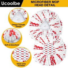 Ucoolbe Upgraded mop Refill for O Cedar, 3 Pack Spin 3 Pack, White & Red