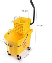 Mop Bucket with 2 Pack Mop Head Side Press Wringer 38 Quart