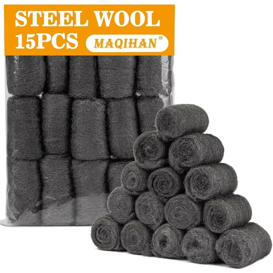 Steel Wool For Mice Control 15PCS Fine Steel Wool Pads Steel Wool Fill Roll Extr