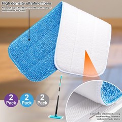 HOMEE Reusable Microfiber Mop Pads, 12 Pack 18″x 6″ Mop Head Replacement, Wet…
