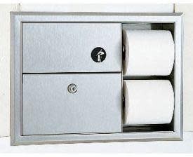 Bobrick B-3094 Recessed Sanitary Napkin Disposal & Toilet Tissue Dispenser