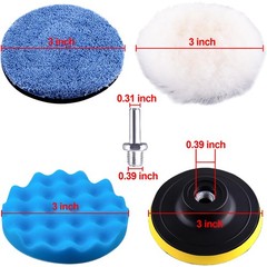 SIQUK 16 Pieces 3 Inch Buffing Pads 3 Inch, Orange,Yellow,White,Blue,Black