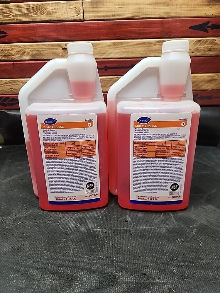 (2)(TWO) of DIVERSEY STRIDE CITRUS SC Neutral Cleaner 1 Quart each NSF