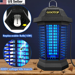 GOOTOP Bug Zapper Outdoor, Mosquito Zapper, 3 Prong Plug in Large, BLACK