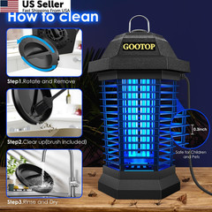 GOOTOP Bug Zapper Outdoor, Mosquito Zapper, 3 Prong Plug in Large, BLACK